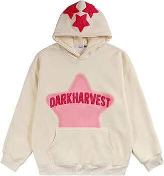 NECHARI Y2k Jacket Men Star Oversized Apricot Sweatshirts